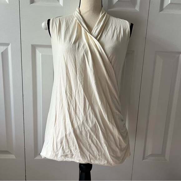 J. Jill Cream Faux Wrap Rayon Stretch Top Size XS - Picture 4 of 6